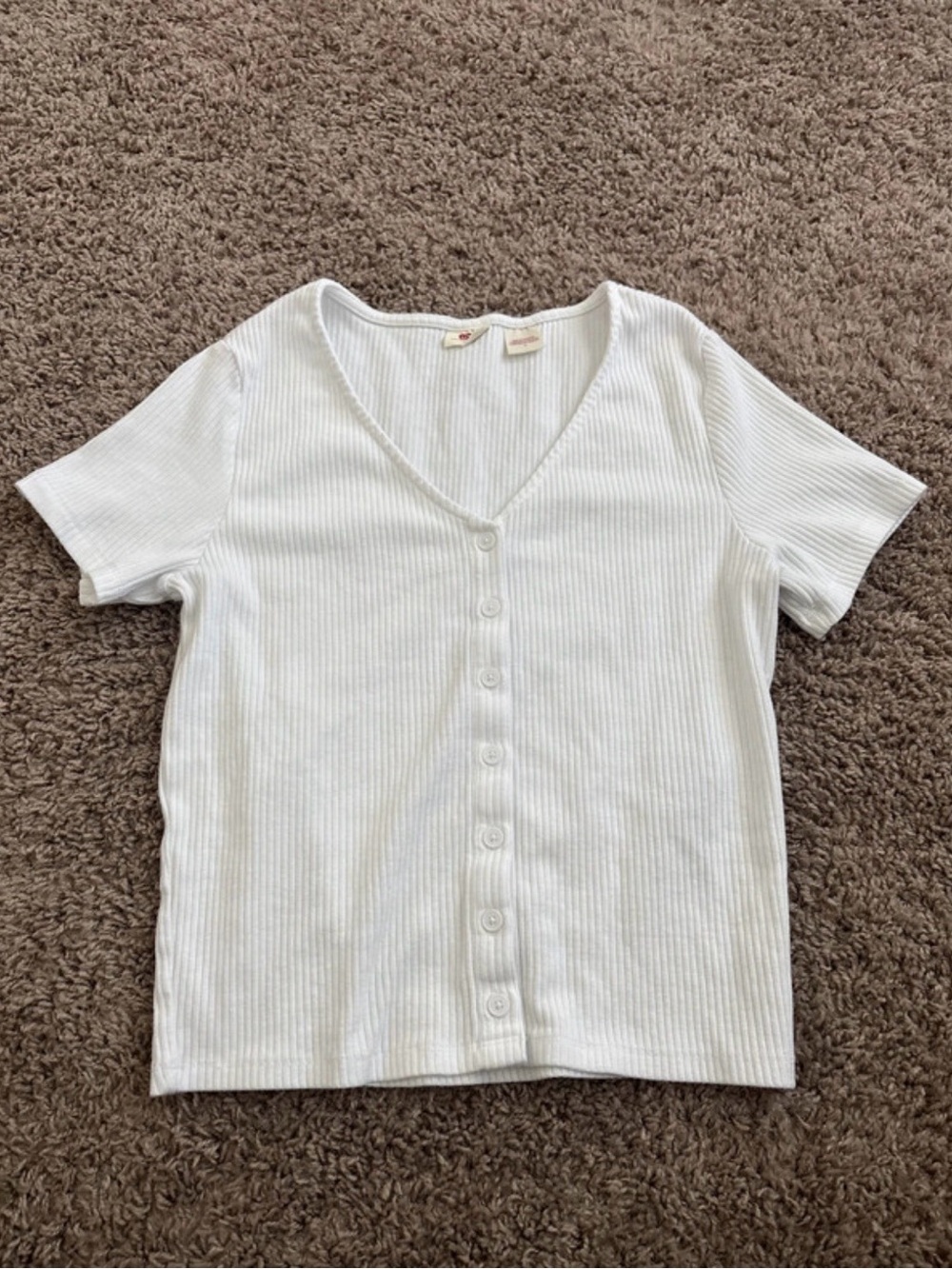 Levi’s White Ribbed Button Front Top | M - Picture 2 of 10